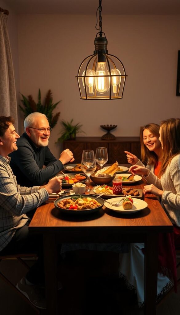 Image of a family enjoying a quick dinner together